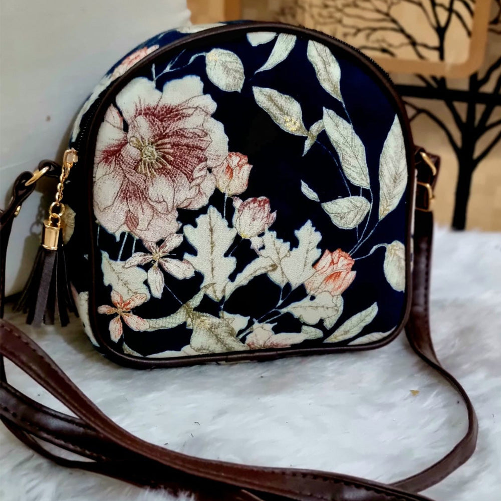 Embroidered Double Partition Sling Bag