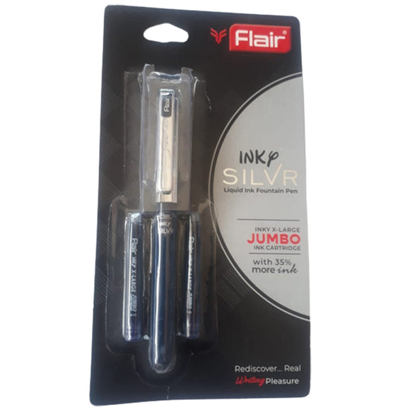 Flair Inky Silver Liquid Ink Fountain Pen With Ink Cartridge