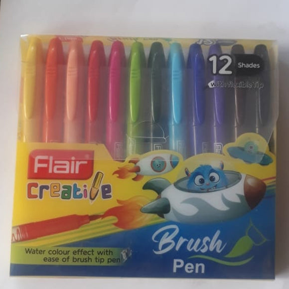 Flair 12 Shades Super Soft Brush Pen With Flexible Tip Nib Sketch Pens
