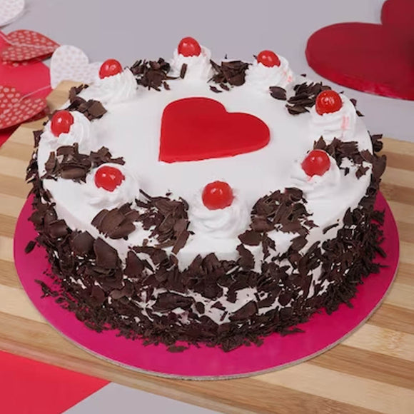 Blackforest Red Heart Cherry Decor Cake
