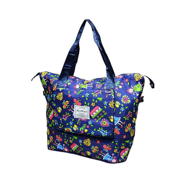 Trendy Hongfu Printed Foldable Travel Bag,Blue