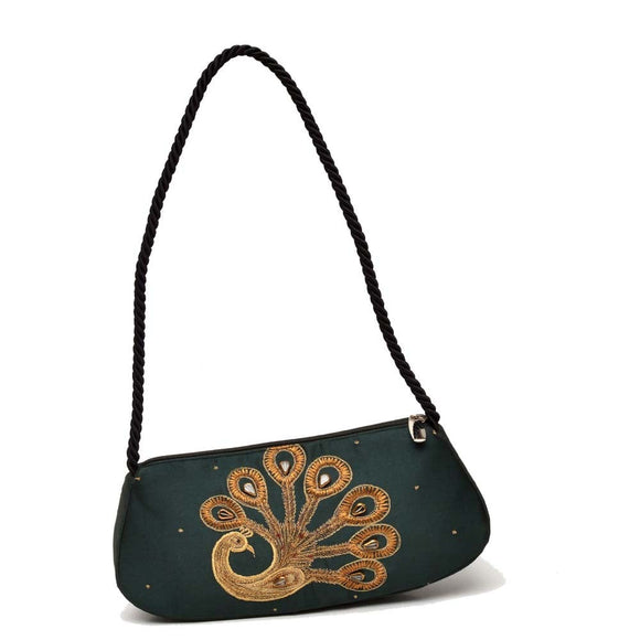 Wallets | Dark Green Handbag Purse With Double Zipper | Freeup
