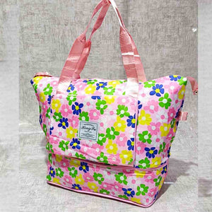 Trendy Hongfu Printed Foldable Travel Bag,Light Pink