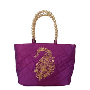 Nehas top handle Beaded handBag For Women,violet