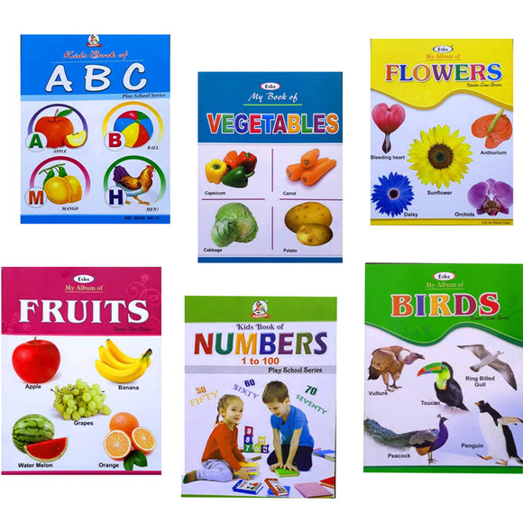 Kids Book Of ABC With Multiple Pictures, Kids Book Of Numbers 1 To 100, Kids Book Of Vegetables With Multiple Pictures, Kids Book Of Flowers With Multiple Pictures , Kids Book Of Fruits With Multiple Pictures, Kids Book Of Birds With Multiple Pictures