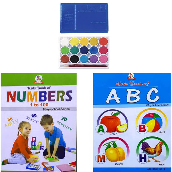 Camel Student Water Color Cakes , Kids Book Of ABC With Multiple Pictures, Kids Book Of Numbers 1 To 100