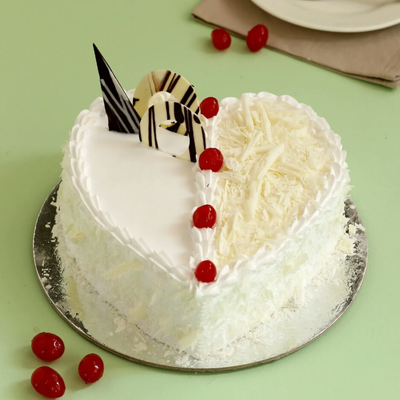 White Forest Heart Shape Cake