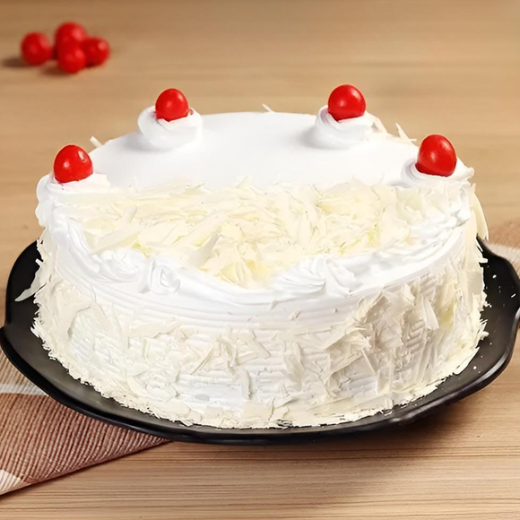 White Forest Round Shape Cake