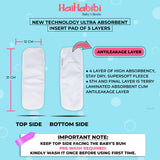 Reusable and Washable White Color High Absorbency Insert Pads with Anti Leakage Layer for Babies Cloth Diapers HAIHABIBI - Pack of 3 | 5 Layers