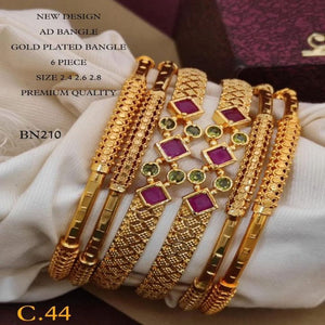 New Design Premium Quality Gold Plated Bangles With stone 6PC For Women