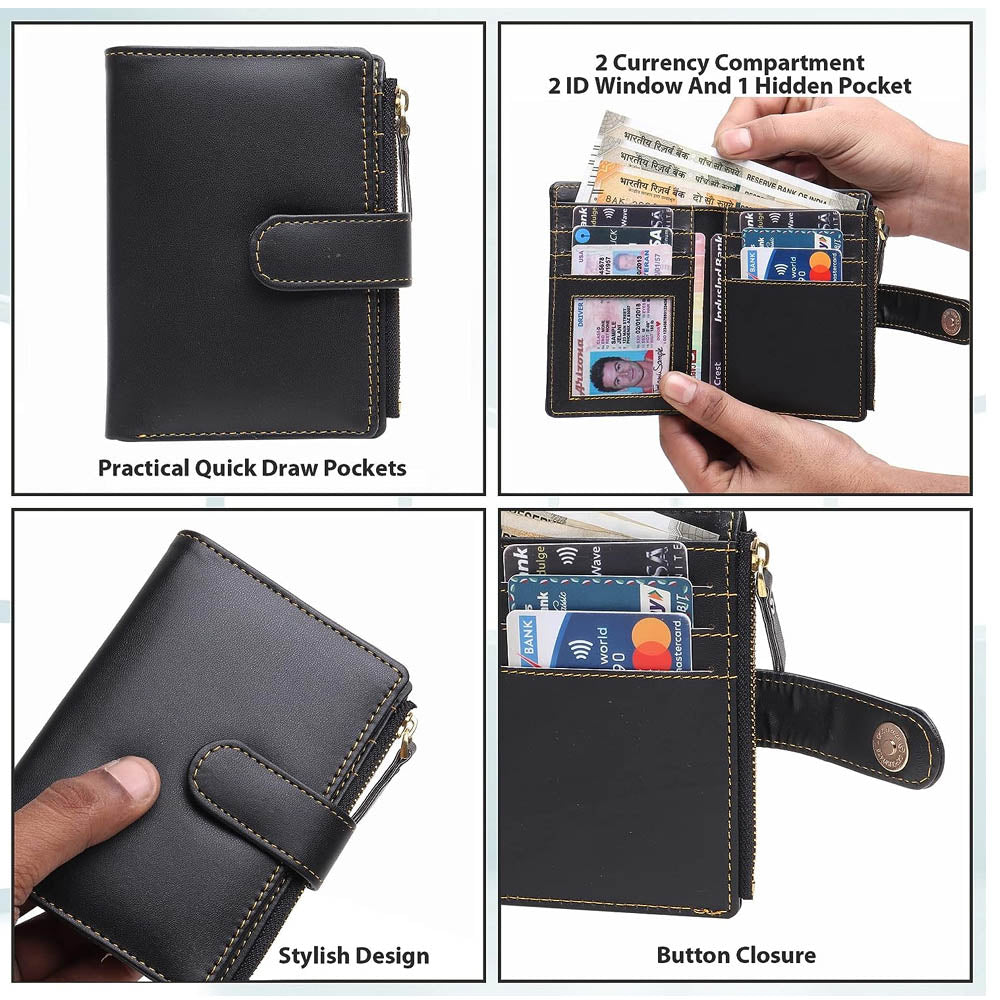 Leather Short Wallet for Women, RFID Blocking Wallet, Ladies Purses Small  Wallet, Card Holder Zipper Coin Pocket, Zip-Around Security Wallet Travel  Case - Walmart.com