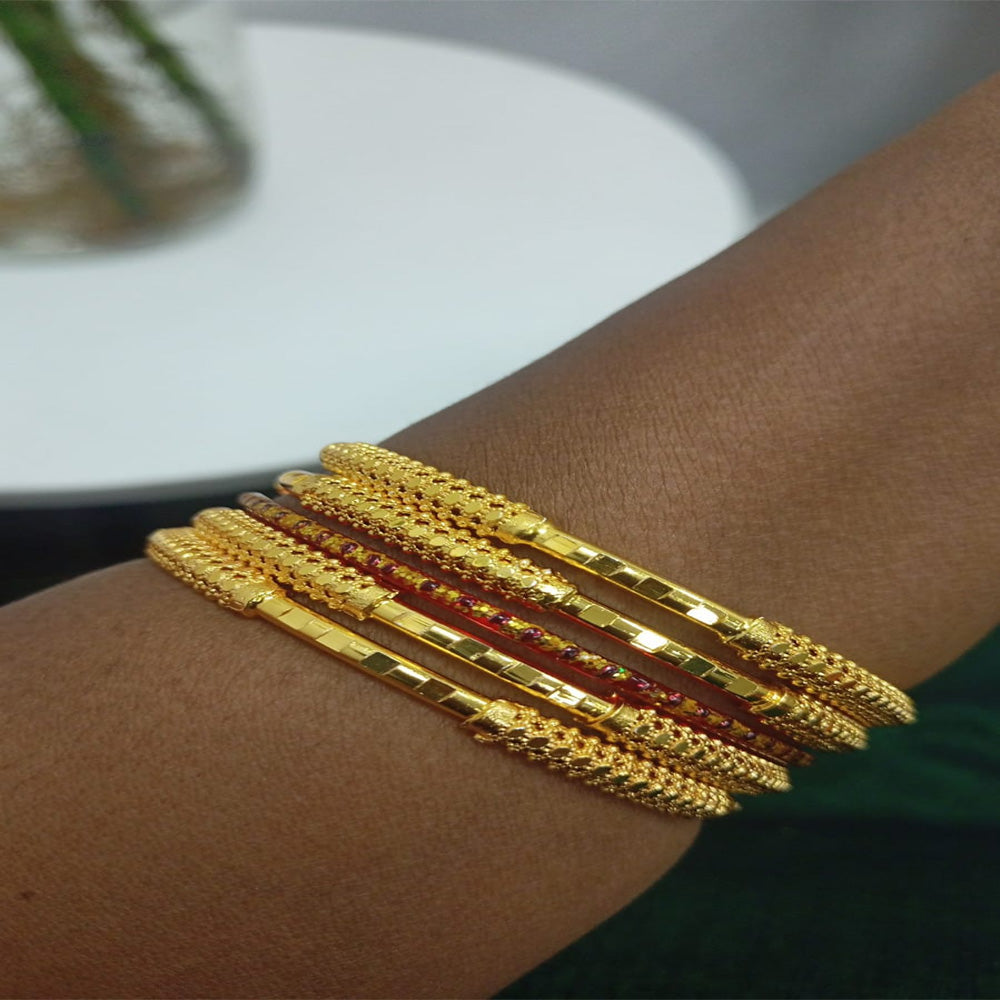 Indian Traditional South Indian Gold Plated Brass Bangles Set For Women ...