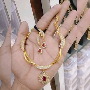 Modern Gold Color Covering Necklace With Earings For Women