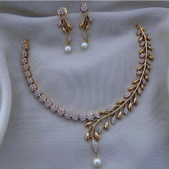 Very Stylish Brass Made American Diamond Jewellery Set For Women
