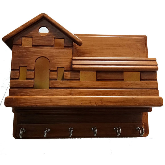 Home Style Wooden Key Holder with Six Hooks