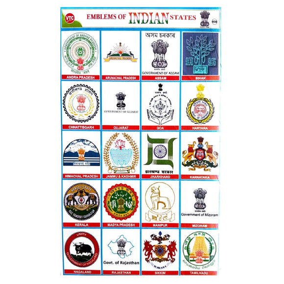 Emblems Of Indian States School Project Chart Stickers
