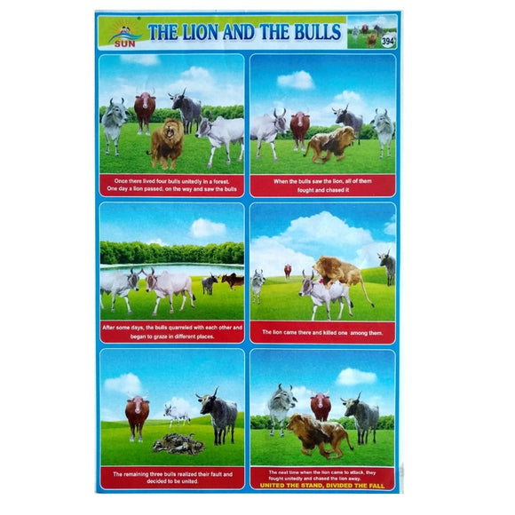 The Lion And The Bulls Story School Project Chart Stickers