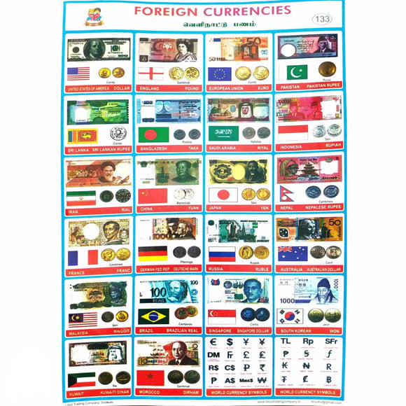 Foreign Currencies School Project Chart Stickers