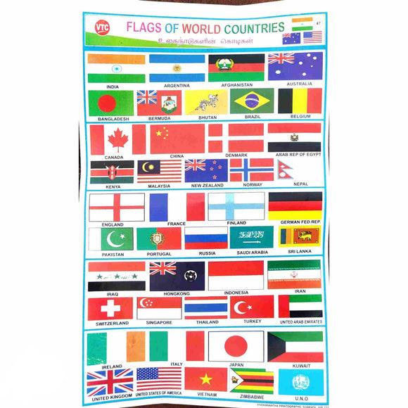 Flags of World Countries School Project Chart Stickers