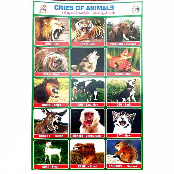 Cries of Animals School Project Chart Stickers