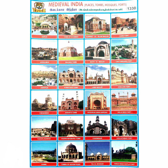 Medieval India ( Places, Tombs, Mosques,Forts) School Project Chart Stickers
