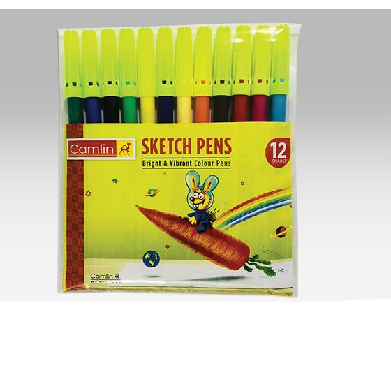 Camel Camlin 12 Shades Sketch Pens with Free Stencil